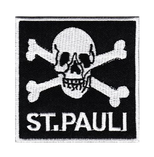 Totenkopf Pirat Skull Aufnäher zum aufbügeln oder aufnähen Bügelbild Pauli Aufbügler für Kleidung gestickter Bügelflicken Applikation Patch Größe 7,0 x 7,0 cm von BP BRAUNERT PATCHES