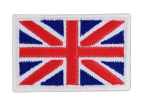Großbritannien UK Flagge klein Aufnäher zum aufbügeln oder aufnähen Bügelbild Union Jack Aufbügler für Kleidung gestickter Bügelflicken Applikation Patch Größe 4,5 x 3,0 cm von BP BRAUNERT PATCHES