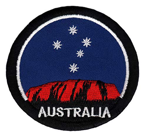 Uluru Ayers Rock Australien Roter Berg Aufnäher zum aufbügeln oder aufnähen Bügelbild Aufbügler für Kleidung gestickter Bügelpatch Applikation Patch Größe 8,0 x 7,4 cm von BP BRAUNERT PATCHES