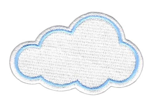 Wolke Weiß Aufnäher zum aufbügeln oder aufnähen Bügelbild Aufbügler für Kleidung gestickter Bügelpatch Applikation Cloud Patch Größe 7,3 x 4,7 cm von BP BRAUNERT PATCHES