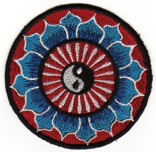 Yin Yang Zeichen Buddha Blume Aufnäher zum aufbügeln oder aufnähen Bügelbild Aufbügler für Kleidung gestickter Bügelpatch Patch Größe 7,8 x 7,8 cm von BP BRAUNERT PATCHES