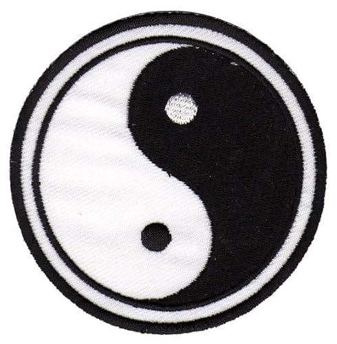 Yin und Yang Zeichen Schwarz Weiß Aufnäher zum aufbügeln oder aufnähen Bügelbild Aufbügler für Kleidung gestickter Bügelpatch Applikation Jin Jing Jang China Patch Größe 7,8 x 7,8 cm von BP BRAUNERT PATCHES