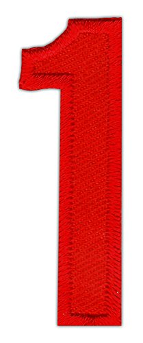 Zahl Eins 1 Nummer Ziffer Rot Aufnäher zum aufbügeln Bügelbild Aufbügler Bügelflicken Applikation Patch Größe 1,7 x 5,0 cm von BP BRAUNERT PATCHES