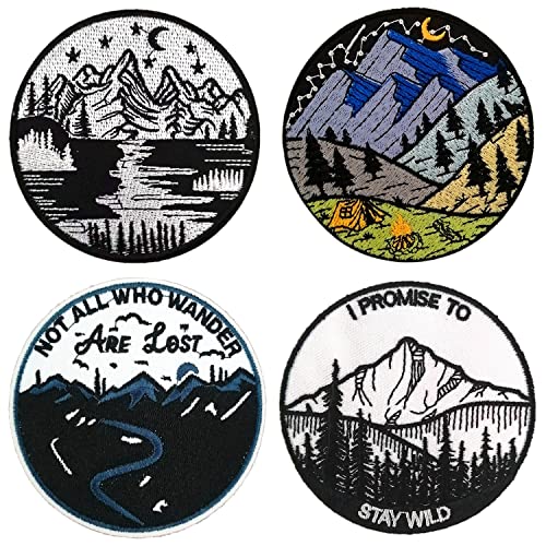 BPA 4 Stück Aufnäher Patches,Berg Patches zum Aufbügeln,Bügel Patches,Flicken zum Aufbügeln von BPA