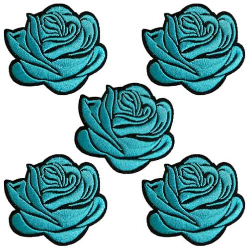 BPA 5 Stück Aufnäher Patches,Patches zum Aufbügeln,Bügel Patches,Flicken zum Aufbügeln-Blaue Rose von BPA