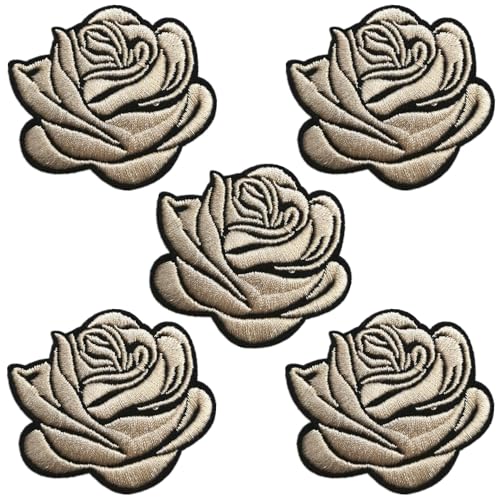 BPA 5 Stück Aufnäher Patches,Patches zum Aufbügeln,Bügel Patches,Flicken zum Aufbügeln - Weiße Rose von BPA