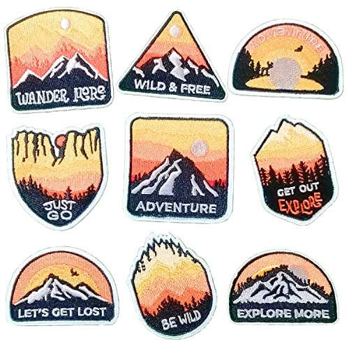 BPA 9 Stück Aufnäher Patches,Berg Patches zum Aufbügeln,Bügel Patches,Flicken zum Aufbügeln von BPA