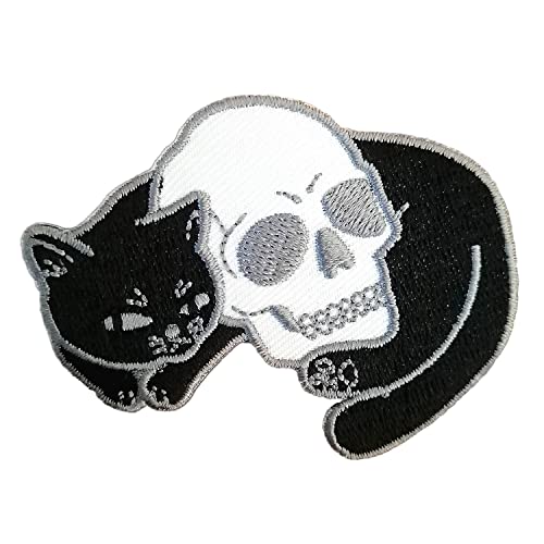 BPA Katze Schädel Aufnäher Patches,Patches zum Aufbügeln,Bügel Patches,Flicken zum Aufbügeln von BPA