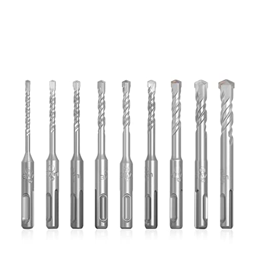 SDS-Bohrkronen, 9-teiliges SDS-Plus-Hammerbohrer-Set, 110 mm Ziegelstein- und Mauerwerkslochsäge, 4–12 mm Drehschlagbohrer for Ziegel, Beton, Stein von BPABDEITR