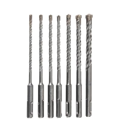 SDS-Bohrkronen, SDS Plus Bohrhammer Bohrer Set, 160mm Länge Hammerbohrer Kreuzspitze Elektrohammer Steinbohrer Elektro(7PCS) von BPABDEITR