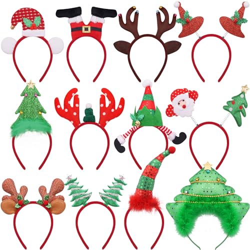 BQTQ 12 Stück Weihnachten Haarreifen Weihnachten Stirnbänder Weihnachts Kopfschmuck Haarband Weihnachten Kopfbedeckung für Weihnachtsfeiern Cosplay von BQTQ