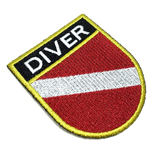 BD0175ET01 Aufnäher Patches, Bügelpatch, Motiv: Taucherflagge, bestickt, für Uniform, Kimono, Weste, Fahrrad, zum Aufbügeln oder Aufnähen von BR44