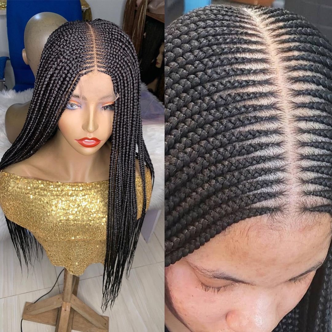 Cornrow Geflochtene Perücke Box Zöpfe Spitze Front Zopf Volle von BRAIDEDWIGBOUTIQUE