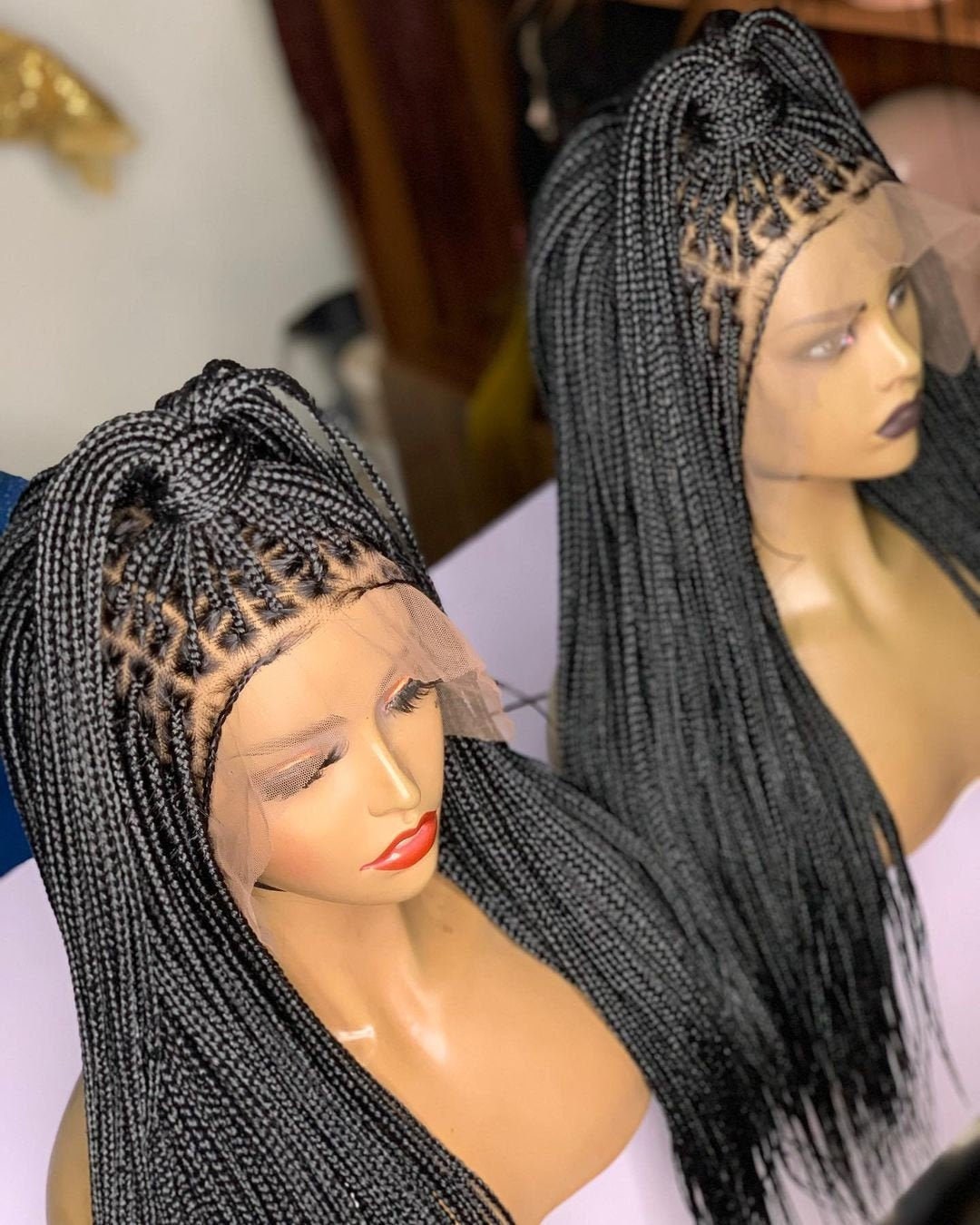 Geflochtene Perücke, Box Braid Perücke Für Schwarze Frauen, Volle Spitzeperücken, Lace Perücken, Knotenlose Geflochtene Spitze von BRAIDEDWIGBOUTIQUE1