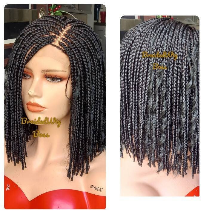 Kurzes Seitenteil Boho Box Braid Perücken Für Schwarze Frauen Cornrows Perücke Cornrow Knotenlose Zöpfe Faux Locs Dreadlocks Lace Geflochtene von BRAIDEDWIGBOUTIQUE1