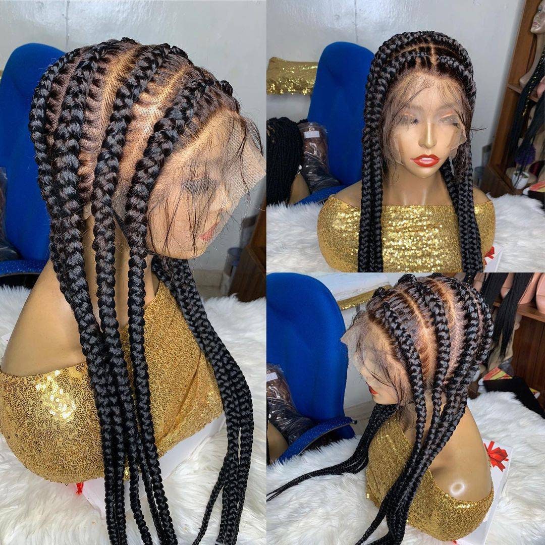 Neueste Volle Spitze Cornrow Geflochtene Perücke Cornrow Zöpfe Volle Box Geflecht Vorne Stich Boxgeflechte von BRAIDEDWIGBOUTIQUE