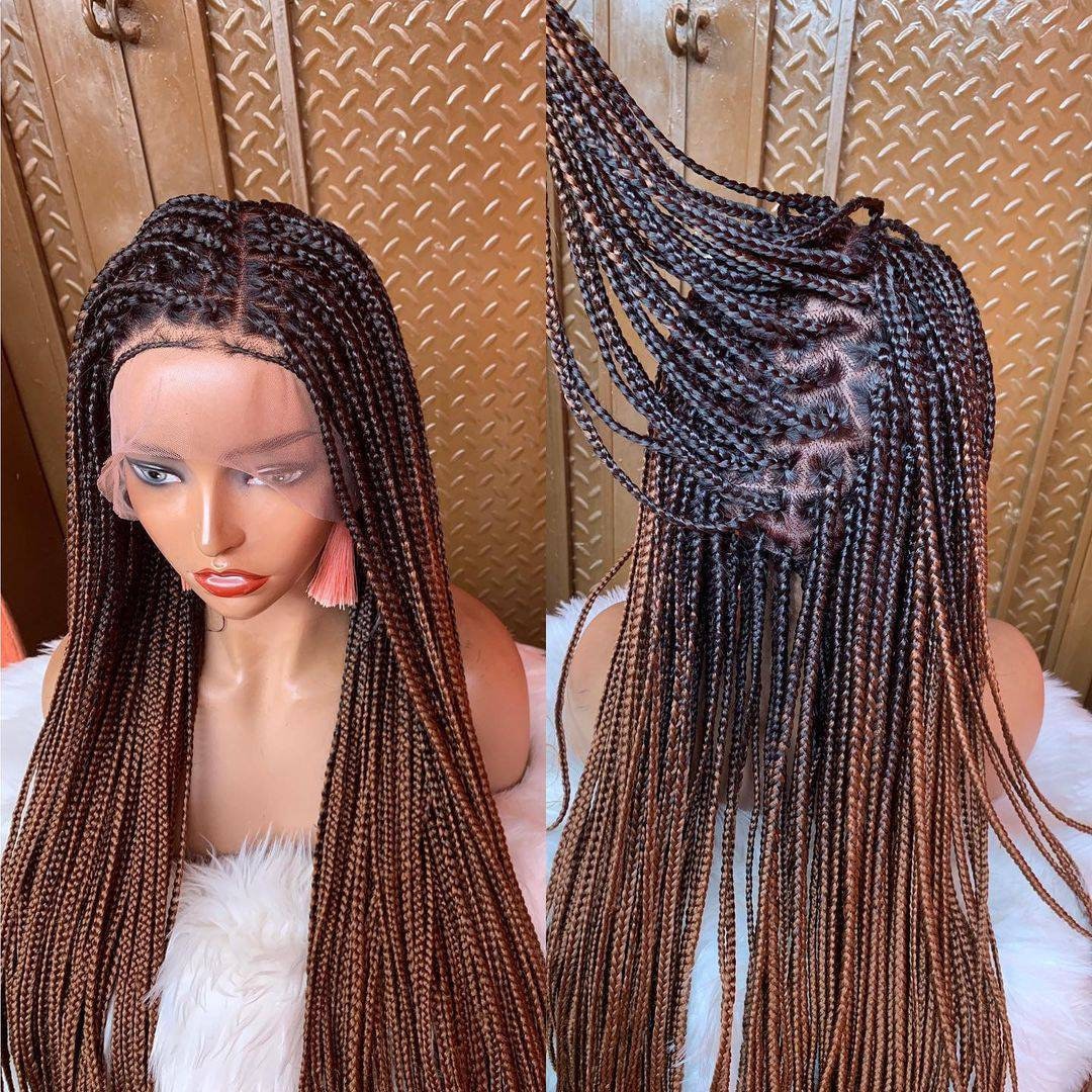 Ombre Knotenlose Zopf Perücke Geflochtene Spitze Perücken Für Schwarze Frauen Mit Babyhaar Box Geflecht Vollspitze Vorne von BRAIDEDWIGBOUTIQUE