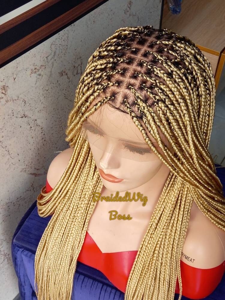 Blonde Volle Spitze Knotenlose Geflochtene Perücke Vorne Perücken Für Schwarze Frauen Zöpfe Box Braid Geflochtene von BRAIDEDWIGBOUTIQUE1