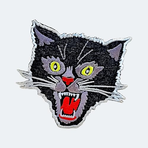 Aufnäher zum Aufbügeln, Motiv: Schwarze Katze, zum Aufbügeln für Rucksäcke, bestickte Flicken für T-Shirts, Jeans, Kleidung, Taschen oder DIY-Zubehör von BRANDEGY