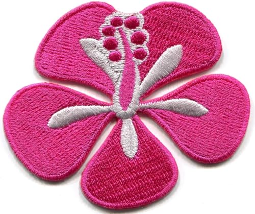 BBRANDEGY Hawaiianische Rose Pink Hibiskus Blume - Emriodered Applique Patches - Bügelbild für Jeans, Hüte, Jacken und Hemden von BRANDEGY