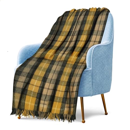 BRAW CLANS TARTANS Kniedecke aus 100 % Wolle – Elevate Winterkomfort aus natürlichem Buchanan – luxuriös weiches Überwurf, Plaid für drinnen und draußen – Geschenk-Set – Sie oder Ihn – 190 cm x 78 cm von BRAW CLANS TARTANS