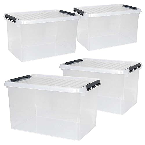 BRB 4x Transparente Ordnerbox mit Deckel, LxBxH 600x400x340 mm von BRB