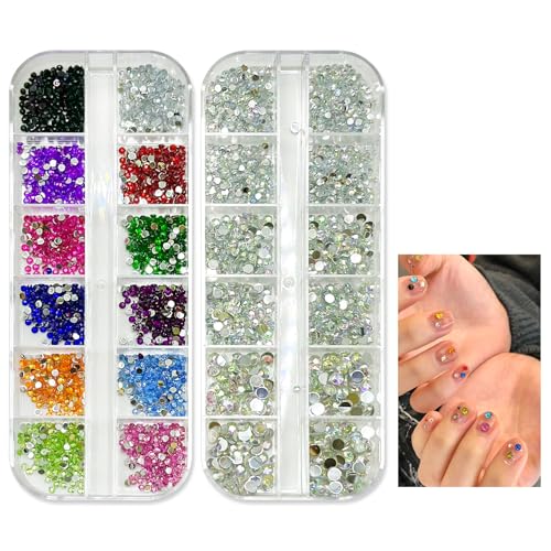 BRDXOOL 3800pcs Nagel Strass Nägel DIY Nagelaufkleber Nageldeko Damennägel Farbige Strasssteine ​​Acrylnägel Strass Nagelschmuck Nailart Set Flache Strasssteine ​​3D Strasssteine ​​Mädchen Nageldeko von BRDXOOL