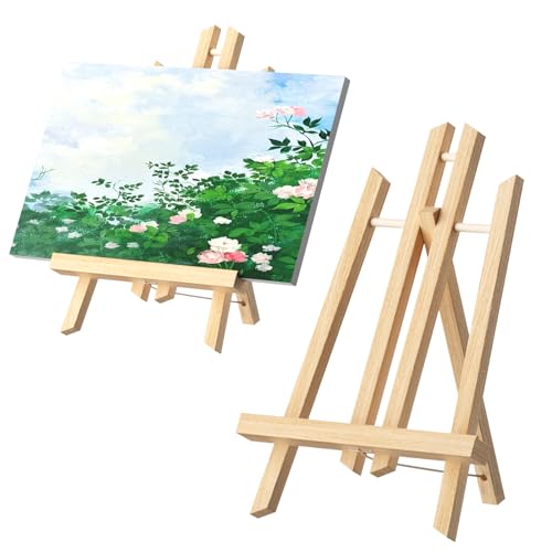 BREANIFULL Tisch Staffelei Holz Leinwand Ausstellung (2er Pack) - 30 x 19 cm Bilderrahmen Display Holzstaffelei Bild Ständer Aus Vollholz für Gemälde, Kinder Kunst & Handwerk von BREANIFULL