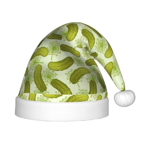 BREAUX Sushi Dill Pickles Print Weihnachtsmütze Samt Bequem Weihnachtstag Hut Neujahr Party Supplies von BREAUX