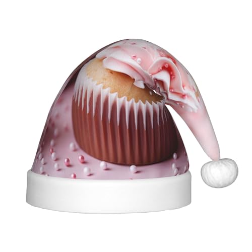 BREAUX Weihnachtsmütze mit Cupcake-Muster, Samt, bequem, Weihnachtsmütze, Neujahrsparty-Zubehör von BREAUX