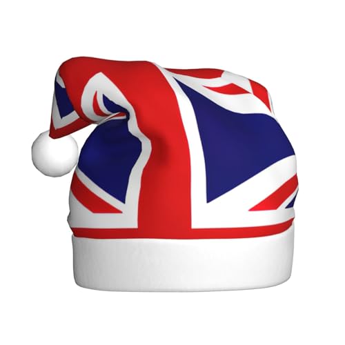 BREAUX Weihnachtsmütze mit UK-Flagge und pelzigem Ball für Erwachsene, universelle Passform, Weihnachtsfeier-Zubehör von BREAUX