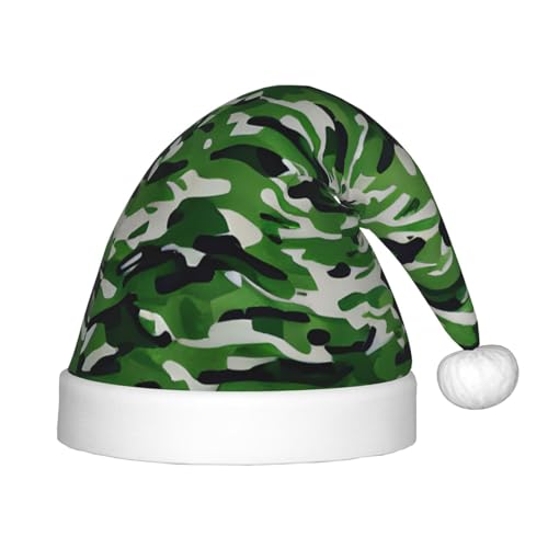 BREAUX Weihnachtsmütze mit grünem Camouflage-Druck, Samt, bequem, Weihnachtsmütze, Neujahrsparty-Zubehör von BREAUX