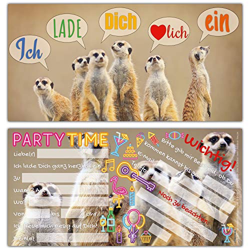 12er Set ERDMÄNNCHEN Einladungskarten - edle & witzige Einladungen zum Kinder-Geburtstag oder Party für Mädchen Jungen & Erwachsene von BREITENWERK von BREITENWERK