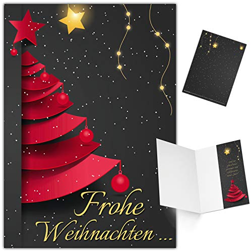 25er XL-Set WEIHNACHTSBAUM Weihnachtskarten zum Aufklappen - edle Klappkarten ideal privat & geschäftlich - Frohe Weihnachten Karten von BREITENWERK von BREITENWERK