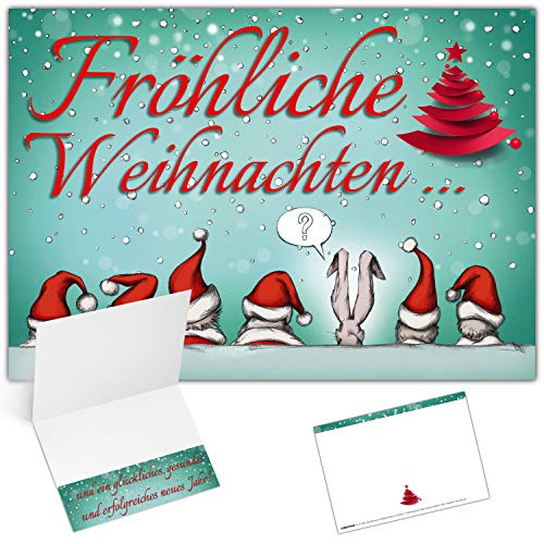 25er XL-Set WEIHNACHTSMÜTZEN Weihnachtskarten zum Aufklappen - edle Klappkarten - privat & geschäftlich - Frohe Weihnachten Karten von BREITENWERK von BREITENWERK