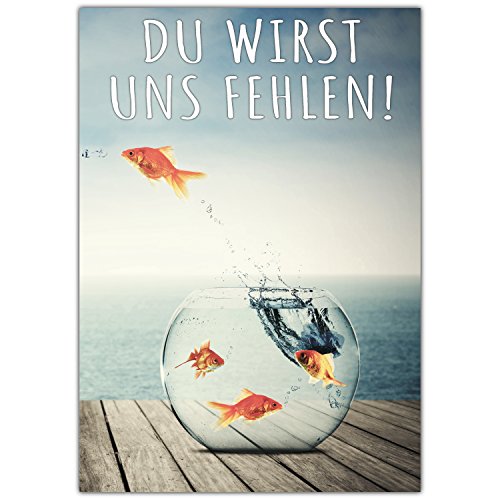 A4 XXL Abschiedskarte GOLDFISCHE mit Umschlag - Klappkarte für Kollegen zur Rente Pension Mutterschaft Verabschiedung Ruhestand Karte von BREITENWERK von BREITENWERK