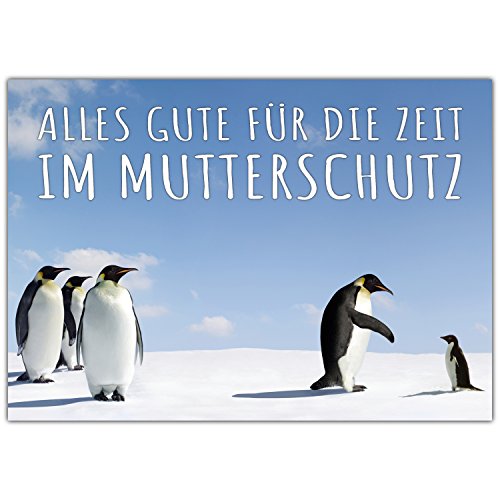 A4 XXL Abschiedskarte PINGUIN IM MUTTERSCHUTZ mit Umschlag - Klappkarte für Kollegin Mitarbeiterin Chefin zur Babypause Elternzeit von BREITENWERK von BREITENWERK