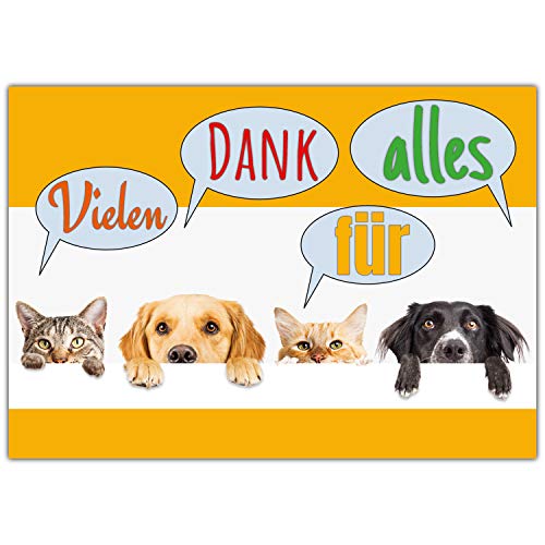 A4 XXL Dankeskarte HUNDE & KATZEN mit Umschlag - edle Klappkarte geeignet für alle Anlässe - Geburtstag Hochzeit Jubiläum Danke Karte von BREITENWERK von BREITENWERK