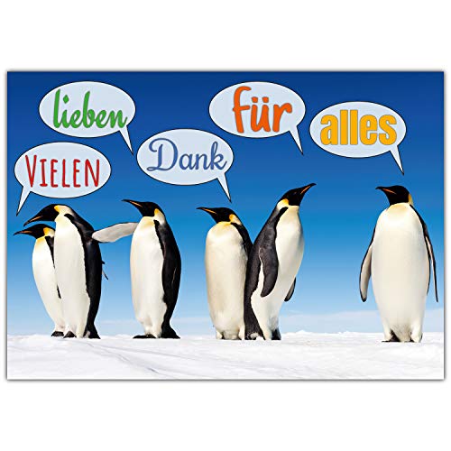 A4 XXL Dankeskarte PINGUINE mit Umschlag - Premium Klappkarte geeignet für alle Anlässe wie Geburtstag Hochzeit Jubiläum Danke Karte von BREITENWERK von BREITENWERK