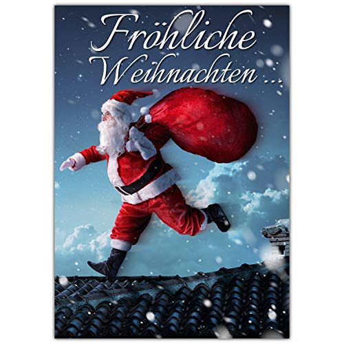 A4 XXL Weihnachtskarte WEIHNACHTSMANN mit Umschlag - edle Klappkarte für Kollegen Freunde Verwandte - Fröhliche Weihnachten Karte von BREITENWERK von BREITENWERK