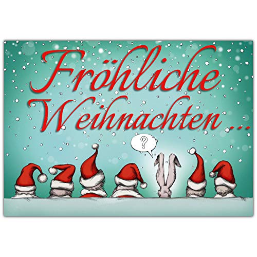 A4 XXL Weihnachtskarte WEIHNACHTSMÜTZEN mit Umschlag - lustige Klappkarte für Kollegen Freunde Verwandte - Frohe Weihnachten Karte von BREITENWERK von BREITENWERK