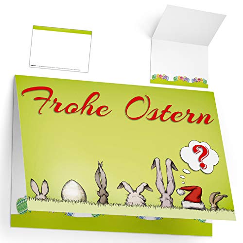 Osterkarten Set (12 Stück) OSTERMÜTZE - lustige und edle Premium Klappkarten - ideal privat & geschäftlich - Frohe Ostern Karten von BREITENWERK von BREITENWERK