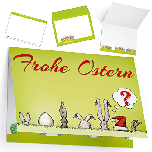 Osterkarten mit Umschlag (15er Set) OSTERMÜTZE - edle & lustige Klappkarten ideal privat und geschäftlich - Frohe Ostern Grußkarten von BREITENWERK von BREITENWERK