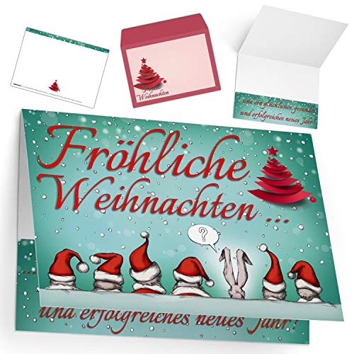 Weihnachtskarten mit Umschlag (15er Set) WEIHNACHTSMÜTZEN - edle Klappkarten ideal privat & geschäftlich - Frohe Weihnachten Karten von BREITENWERK von BREITENWERK