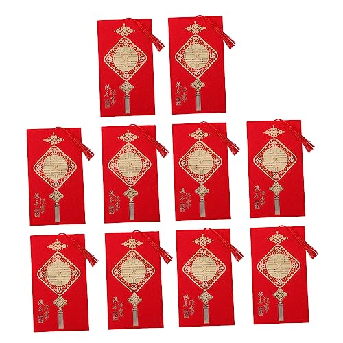 BRIGHTFUFU 10St Hochzeitseinladung die chinesen wedding card Hochzeitsgeschenkkarte Party-Nachricht-Karte briefumschläge Einladungskarte aus Papier Hochzeitsdekoration Nylons eile Quaste rot von BRIGHTFUFU