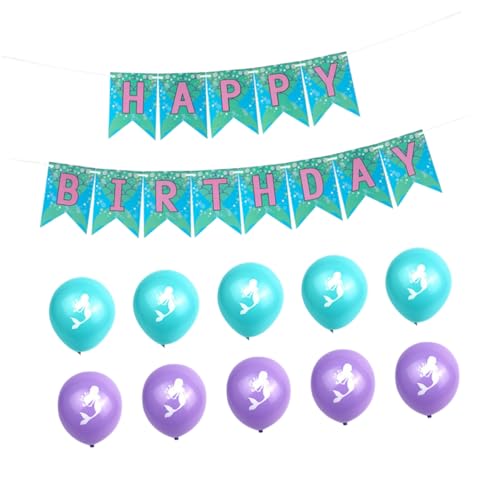 BRIGHTFUFU 11 Stück 1 Satz Ballons bedrucken Neonballons Ballongirlande verchromte Luftballons Partyballons Mermaid balloons Mermaid theme party decorations Ammer bedrucken Latexballons von BRIGHTFUFU