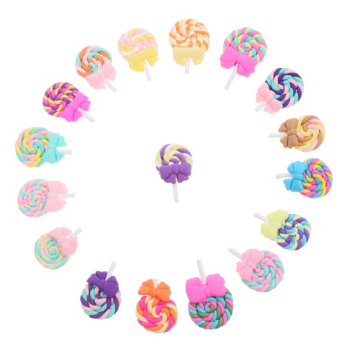 BRIGHTFUFU 17 Stück Mini Candy Decor Polymer Clay Lollipop Charms Kawaii Flatback Perlen Für DIY Scrapbooking, Schmuckherstellung Zubehör von BRIGHTFUFU