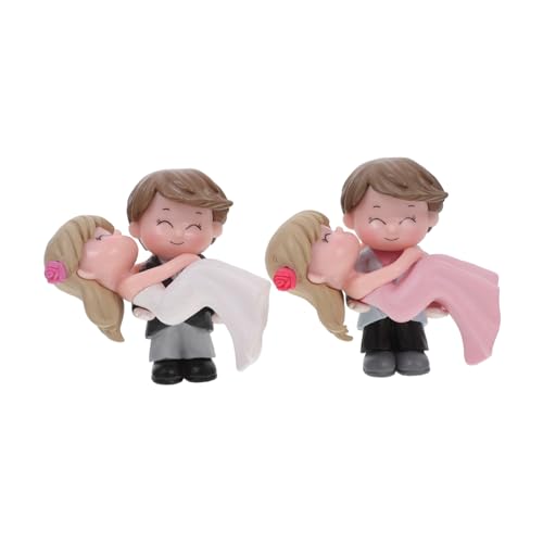 BRIGHTFUFU 2 Paar Prinzessin Umarmungspaar Hochzeit Cupcake-topper Zum Geburtstag Autos Cupcake Topper Süßes Pärchen Paar Statuen Kuchenverzierung Menschen Figur Kuchen Verzieren Vinyl von BRIGHTFUFU