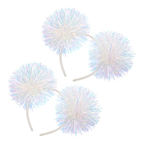 BRIGHTFUFU 2 Stk Helles Seidenkugel-stirnband Bommel Kopfbedeckung Pompon-kopfschmuck Lametta Pom Pom Kopfschmuck Haargummis Für Lametta Pom Poms Stirnband Lametta-haarband Helle Seide von BRIGHTFUFU