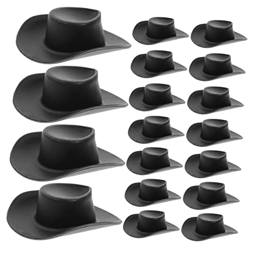 BRIGHTFUFU 20Pcs Mini-Cowboyhut hühner kinderspielzeuge Party Accessoires Figurendekoration Miniatur-Puppenhüte Cowboy-Party-Dekorationen Kappe Miniaturhut Mini-Hut-Modell Plastik von BRIGHTFUFU